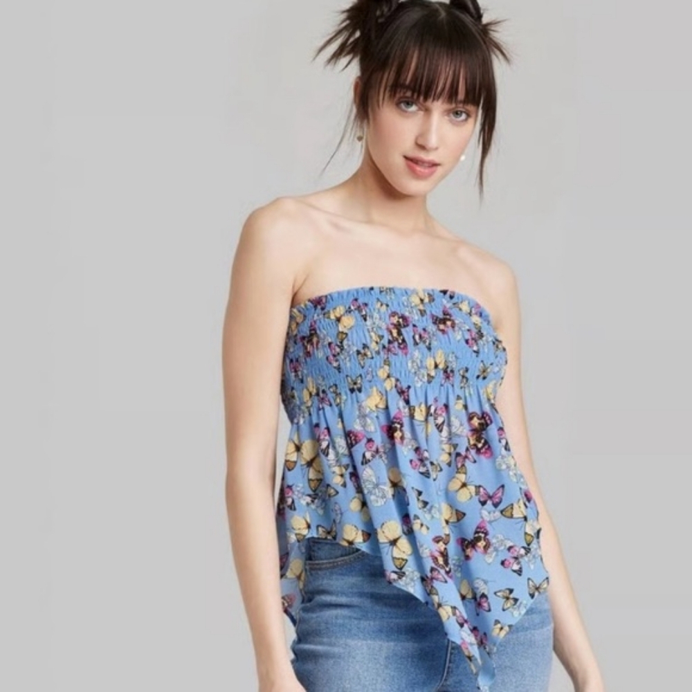 Wild Fable | Blue Butterfly Tube Top | 4X